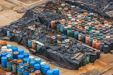 Image showing Chemical waste dump with a lot of barrels