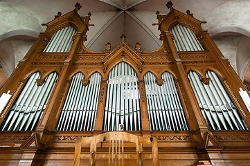 Image showing Beautiful organ with a lot of pipes