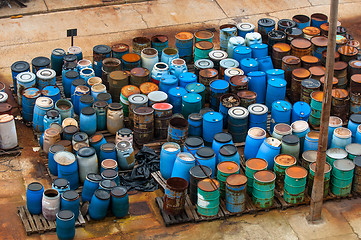 Image showing Chemical waste dump with a lot of barrels