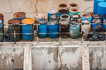 Image showing Chemical waste dump with a lot of barrels