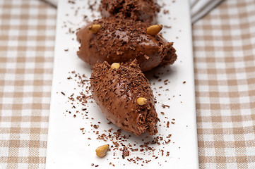 Image showing chocolate mousse quenelle dessert