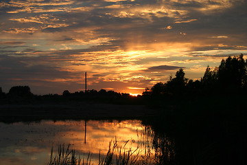 Image showing Sunset reflections