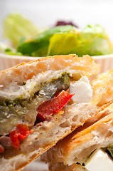 Image showing ciabatta panini sandwichwith vegetable and feta