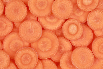 Image showing Sliced carrots forming a background