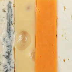 Image showing Four different types of cheese