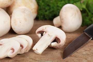 Image showing Preparing food: Sliced mushrooms