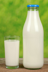 Image showing Organic milk in a bottle