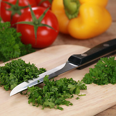 Image showing Preparing food: Chopping parsley