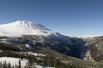 Image showing Rjukan and the mountain Gaustatoppen