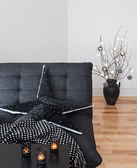 Image showing Lights and candles decorating the living room