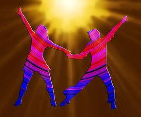 Image showing 3D Color And Spotlight Dancing Couple 70s