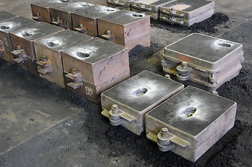 Image showing Foundry, sand molded casting, molding flasks