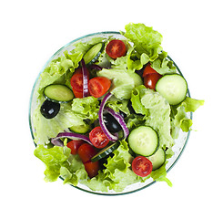 Image showing Salad in a glass bowl on a white background