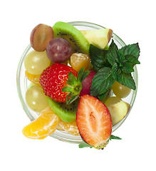 Image showing Fruit salad in a glass bowl 