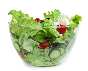 Image showing Salad in a glass bowl on a white background