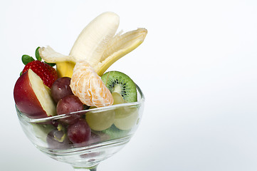 Image showing Fruit salad in a glass bowl 