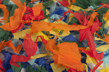 Image showing Many colorful pieces of torn paper