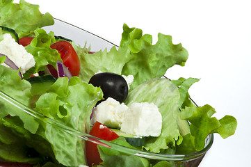 Image showing Salad in a glass bowl close up