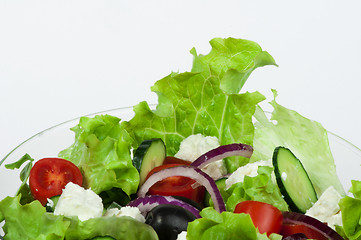 Image showing Salad in a glass bowl close up