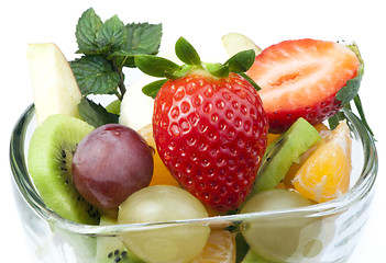 Image showing Fruit salad in a glass bowl 