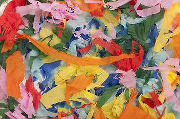 Image showing Many colorful pieces of torn paper