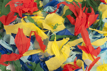 Image showing Many colorful pieces of torn paper