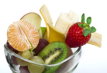 Image showing Fruit salad in a glass bowl 