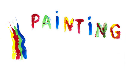 Image showing Paint coated on paper. Text painting.