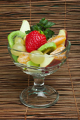 Image showing Fruit salad in a glass bowl