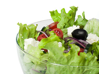 Image showing Salad in a glass bowl close up