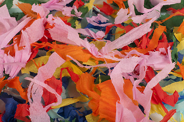 Image showing Many colorful pieces of torn paper