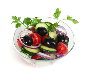 Image showing Salad in a glass bowl on a white background