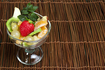 Image showing Fruit salad in a glass bowl