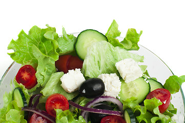 Image showing Salad in a glass bowl close up