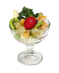 Image showing Fruit salad in a glass bowl 