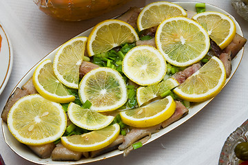 Image showing Herring with lemon