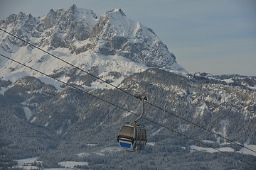 Image showing Ski lift gondola in Alps