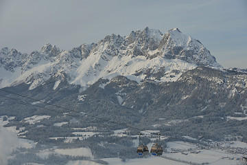 Image showing Ski lift gondola in Alps