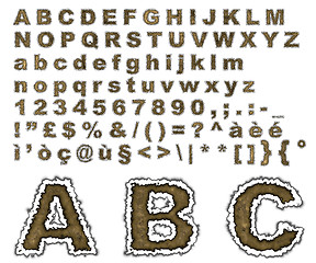 Image showing Burnt parchment alphabet