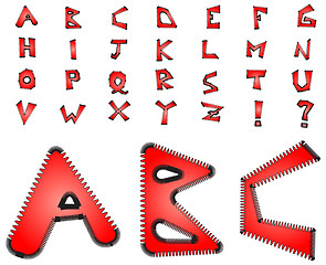 Image showing Electric zig zag alphabet - red