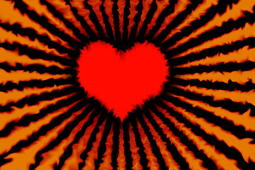 Image showing Red burning heart with fire rays