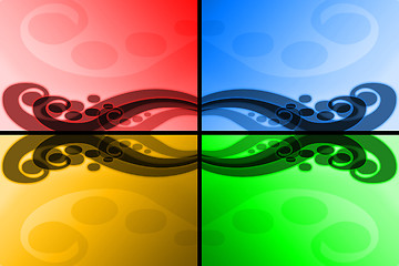 Image showing Four colours abstract waves