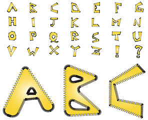 Image showing Electric zig zag alphabet - yellow