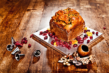 Image showing Christmas decorated cake high contrast