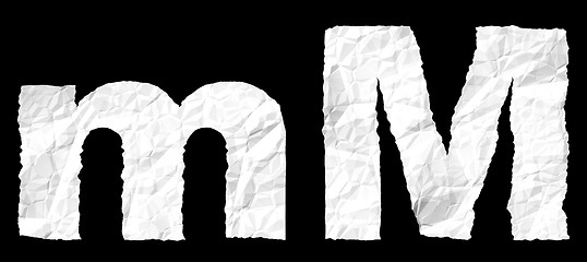 Image showing Crumple paper alphabet - M