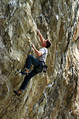 Image showing Free climbing action