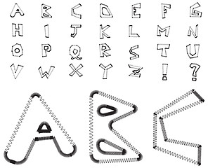 Image showing Electric zig zag alphabet - white