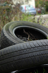 Image showing Black tyres pollution