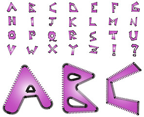 Image showing Electric zig zag alphabet - violet