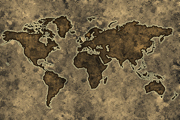 Image showing Parchment world map